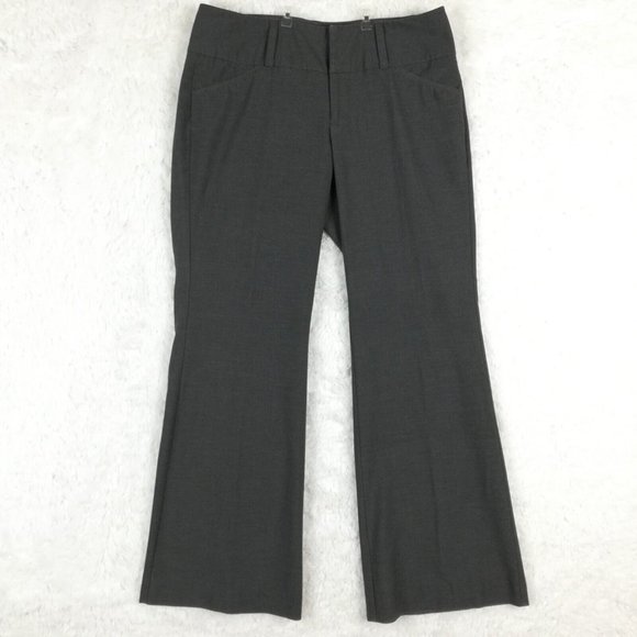 Elle Womens Pants Wide Leg Gray Mid Rise Faux‎ Pockets Formal Office 10 - Picture 1 of 11